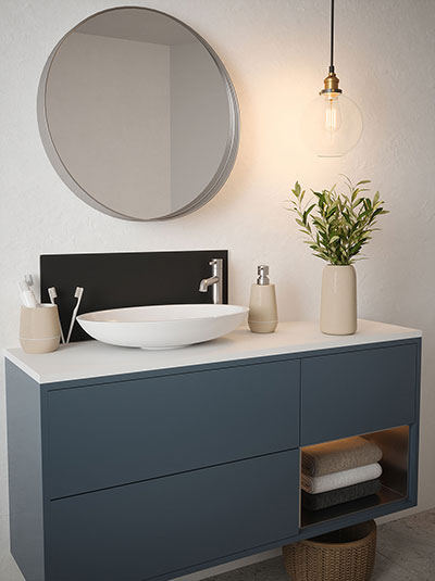 Matt Black Finish Self Adhesive Glass Bathroom Splashback