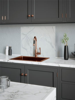 Calacatta Marble Self-Adhesive Glass Splashback