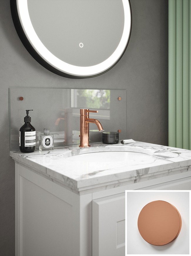 Crystal Clear 4mm Glass Bathroom Splashback - choice of caps