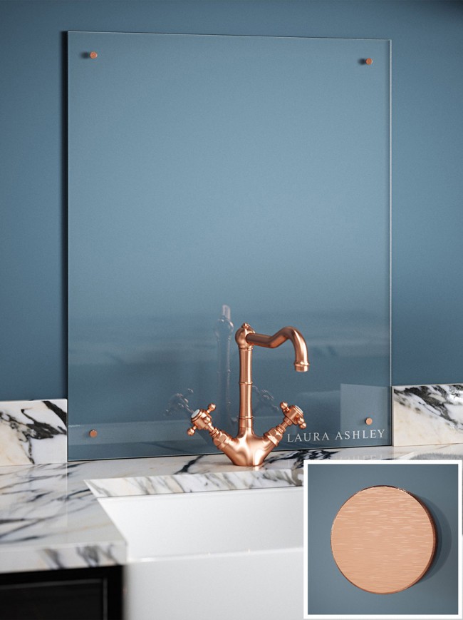 Laura Ashley Clear 6mm Glass Splashback - choice of caps