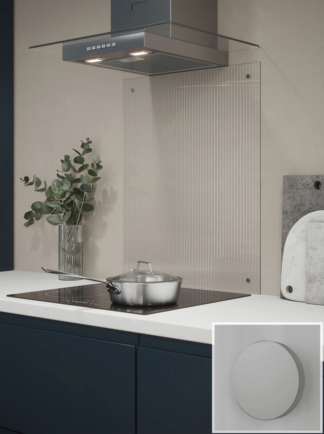 Fluted Clear 4mm Glass Splashback - choice of caps