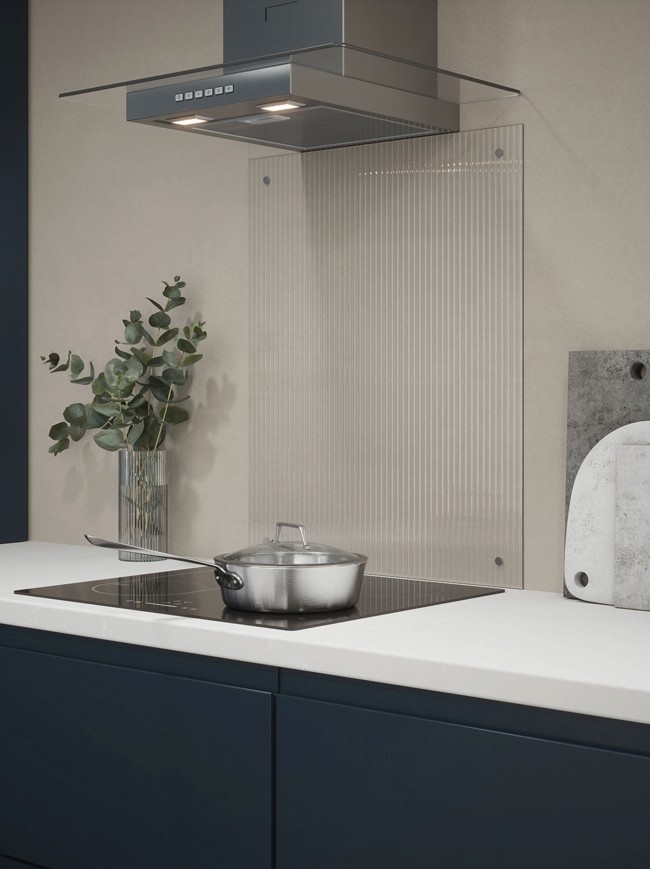 Fluted Clear 4mm Glass Splashback - choice of caps