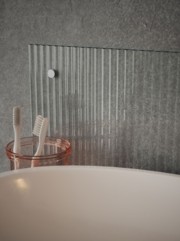 Fluted Clear 4mm Glass Bathroom Splashback - choice of caps