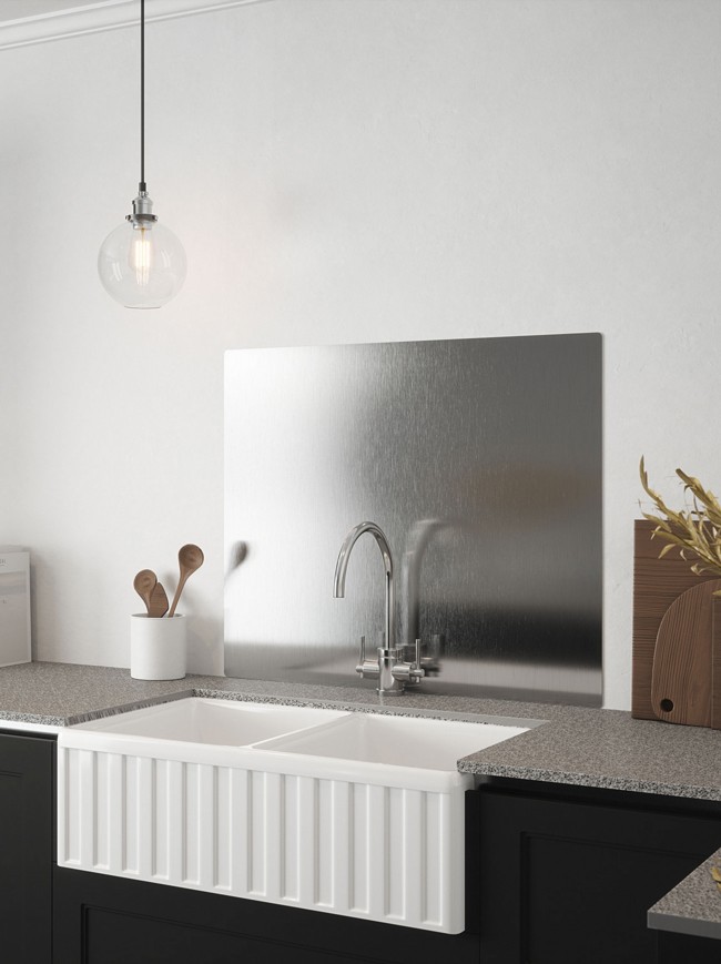 Brushed Silver Self-Adhesive Stainless Steel Splashback