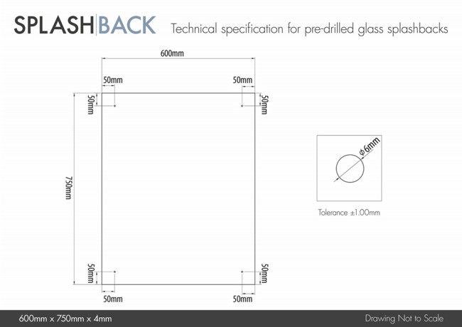 Clear 4mm Glass Splashback - choice of caps