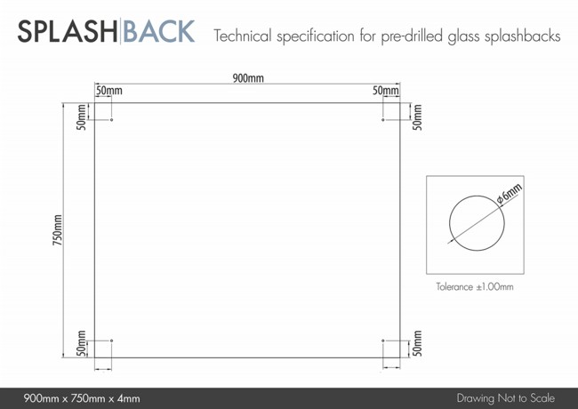 Clear 4mm Glass Splashback - choice of caps
