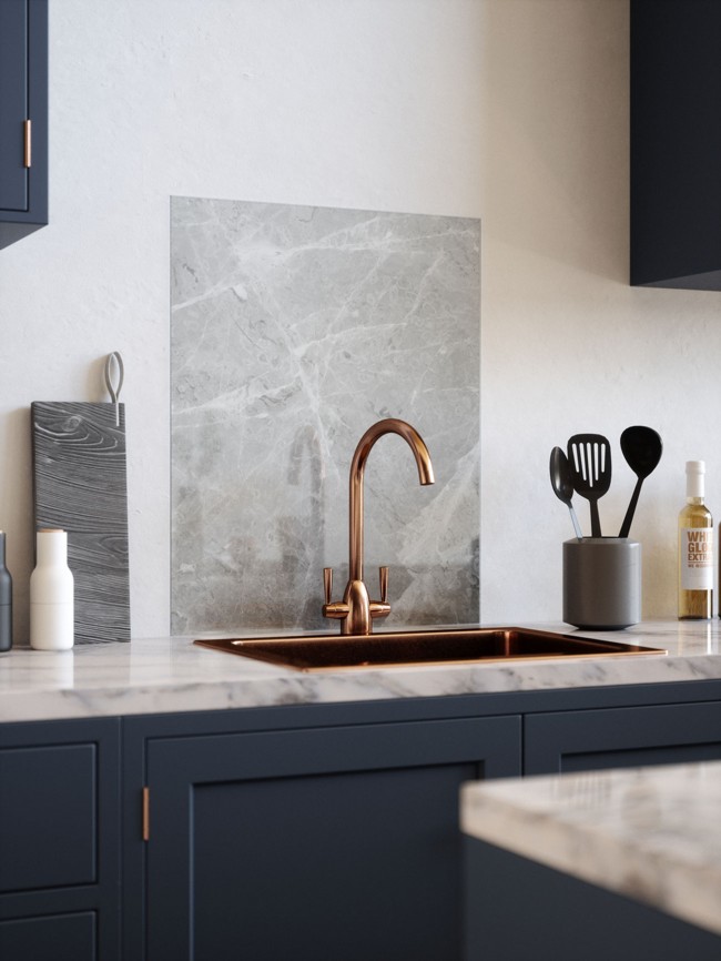 Pietra Grey Marble Self-Adhesive Glass Splashback