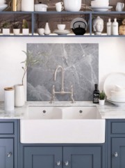 Pietra Grey Marble Self-Adhesive Glass Splashback