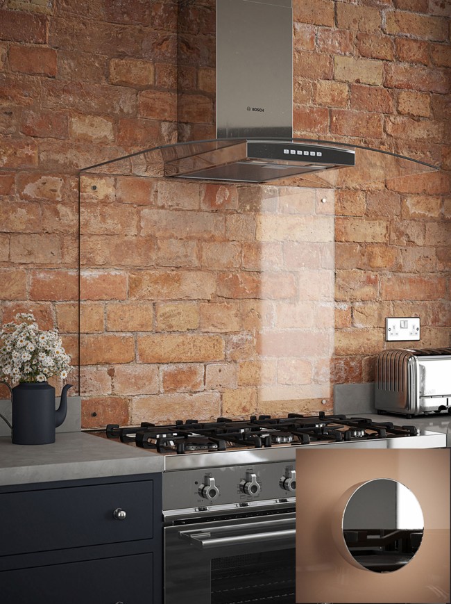 Crystal Clear 6mm Glass Splashback - choice of caps