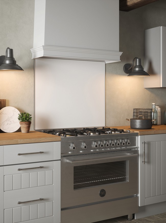 Country Living Linen White Self-Adhesive Matt Glass Splashback